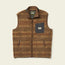 The Chisos Fleece Vest is a lightweight vest made from high pile fleece, featuring a plaid pattern, zip front, two zippered side pockets, and a dark chest pocket with the “Howler Bros” logo.