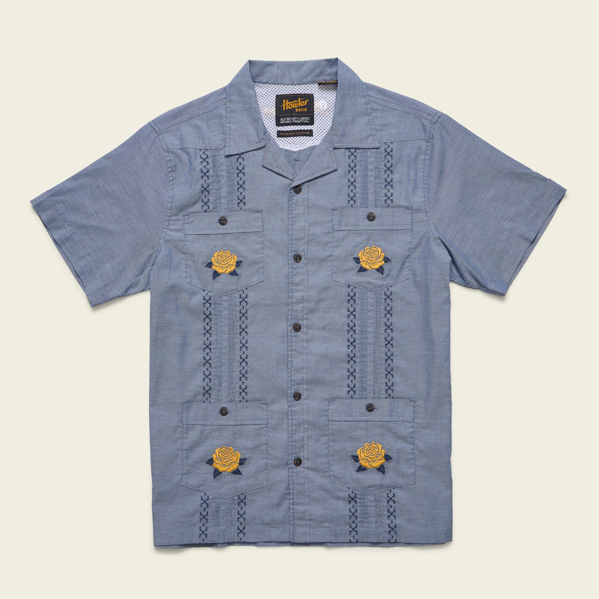 ACL Fest 2025 Guayabera Shirt - Rosas Amarillas : Azul – HOWLER