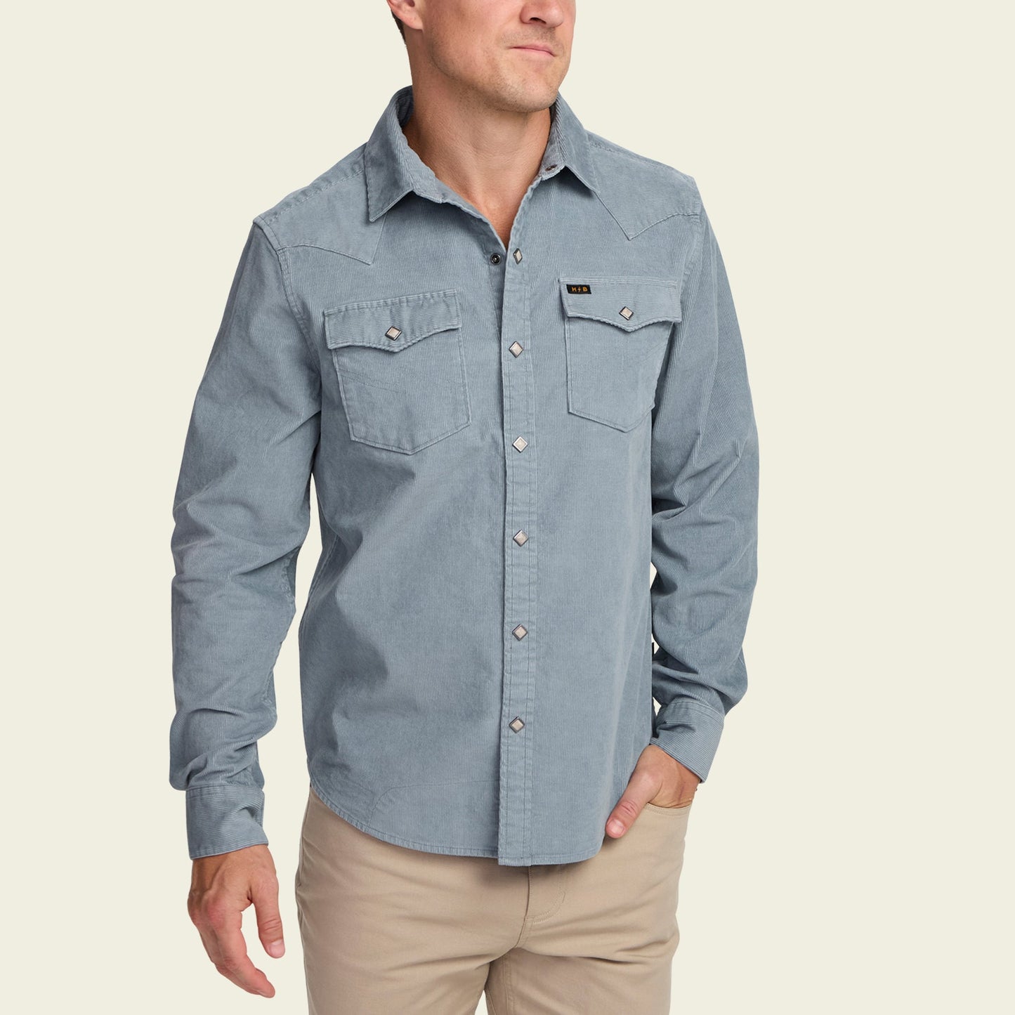 Banning Corduroy Snapshirt - Iron Blue
