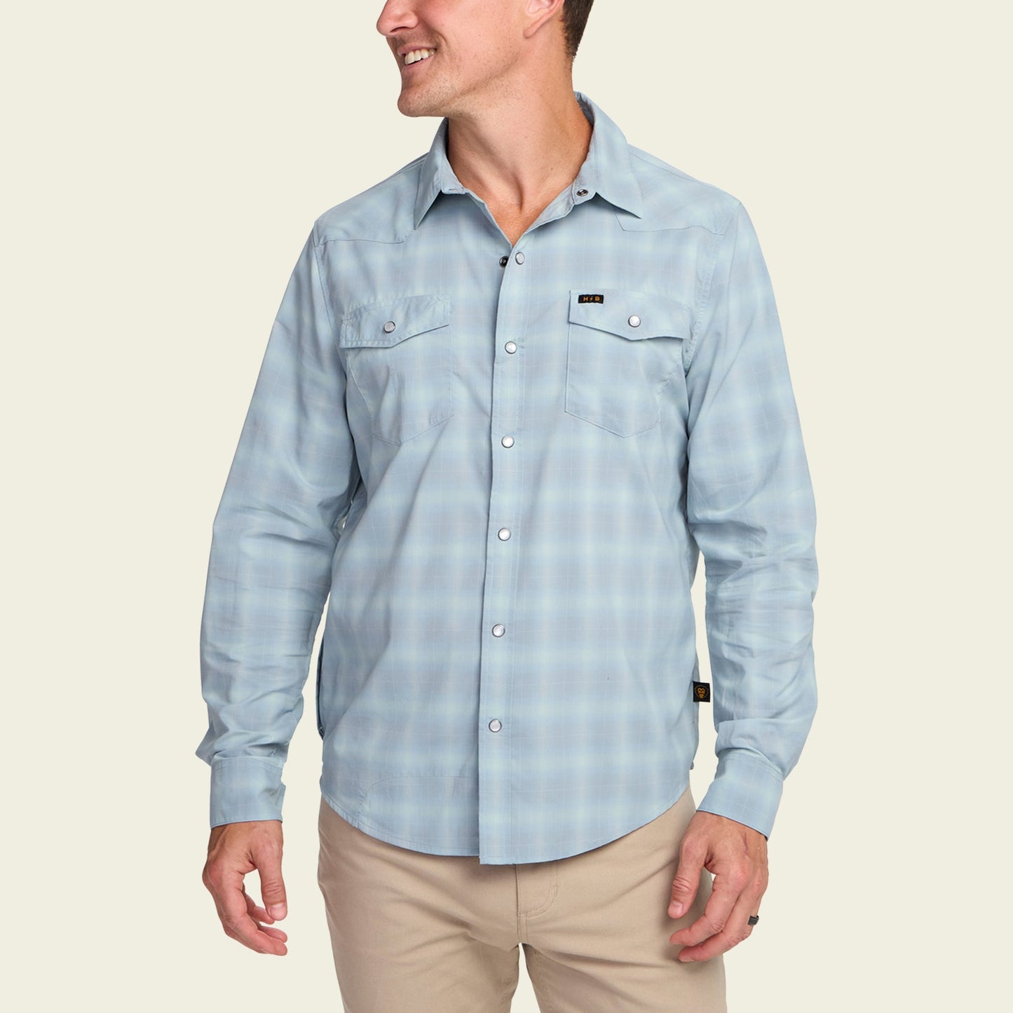 H Bar B Tech Longsleeve - Kent Plaid : Iron Blue