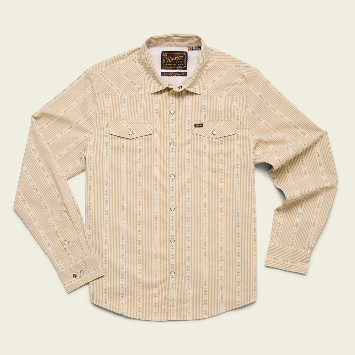 H Bar B Tech Longsleeve - Mosquero Stripe : Brown Rice