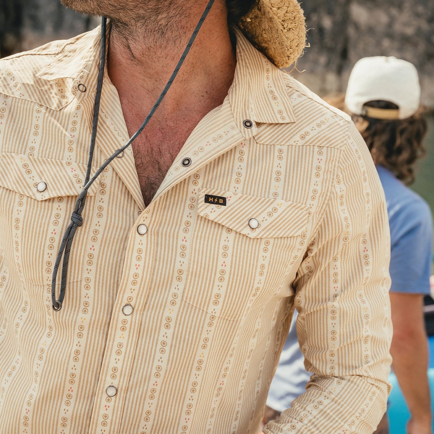 H Bar B Tech Longsleeve - Mosquero Stripe : Brown Rice