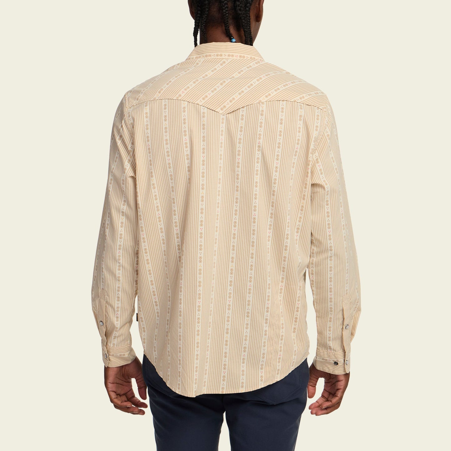 H Bar B Tech Longsleeve - Mosquero Stripe : Brown Rice
