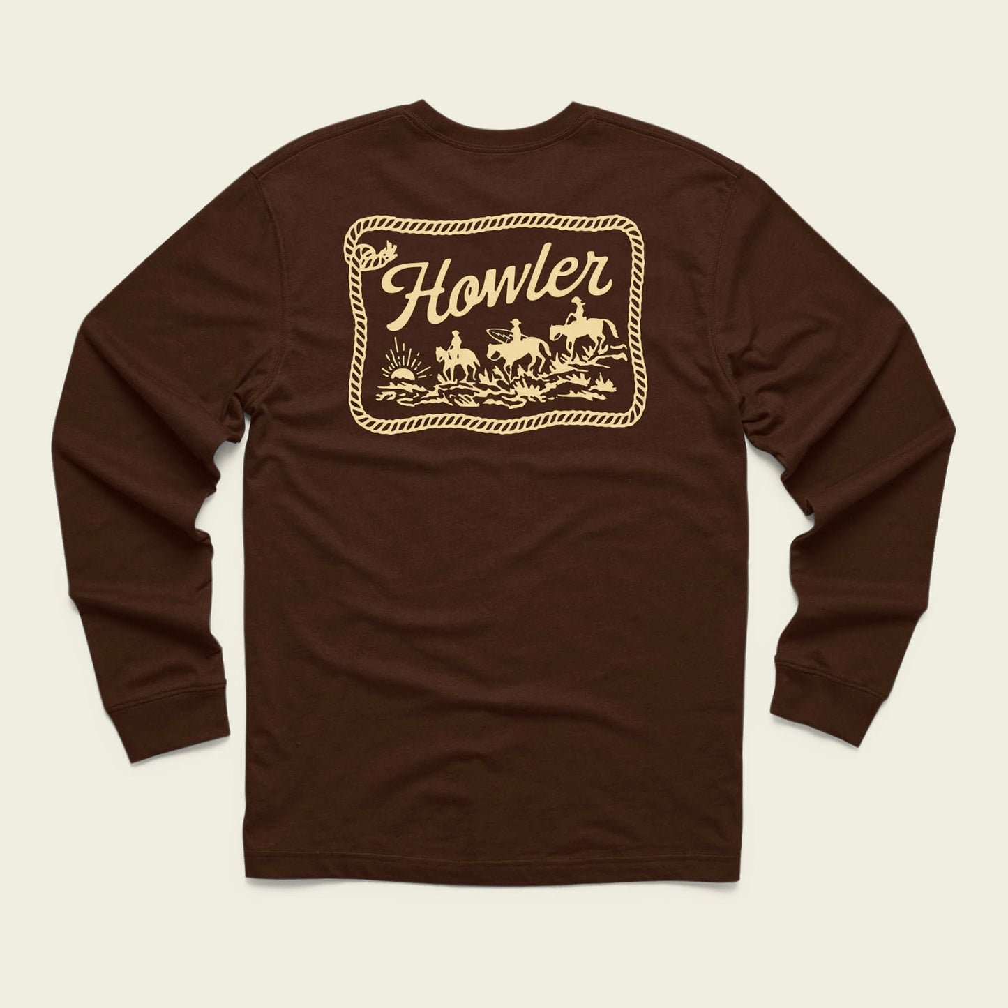 Howler Posse Longsleeve Cotton T-Shirt - Mahogany