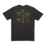 A black Howler t-shirt with gold line art illustrations on the back—diamond, snake, cloud, rose, owl, goblet, crescent moon, and tree—plus orange shoulder stitching. Made from a soft cotton-poly blend for ultimate comfort.