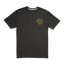 A plain black Howler t-shirt made from a soft cotton-poly blend, featuring a small yellow Howler Brothers logo and bear graphic on the left chest. The comfortable t-shirt has a yellow collar accent and is laid flat on a white background.