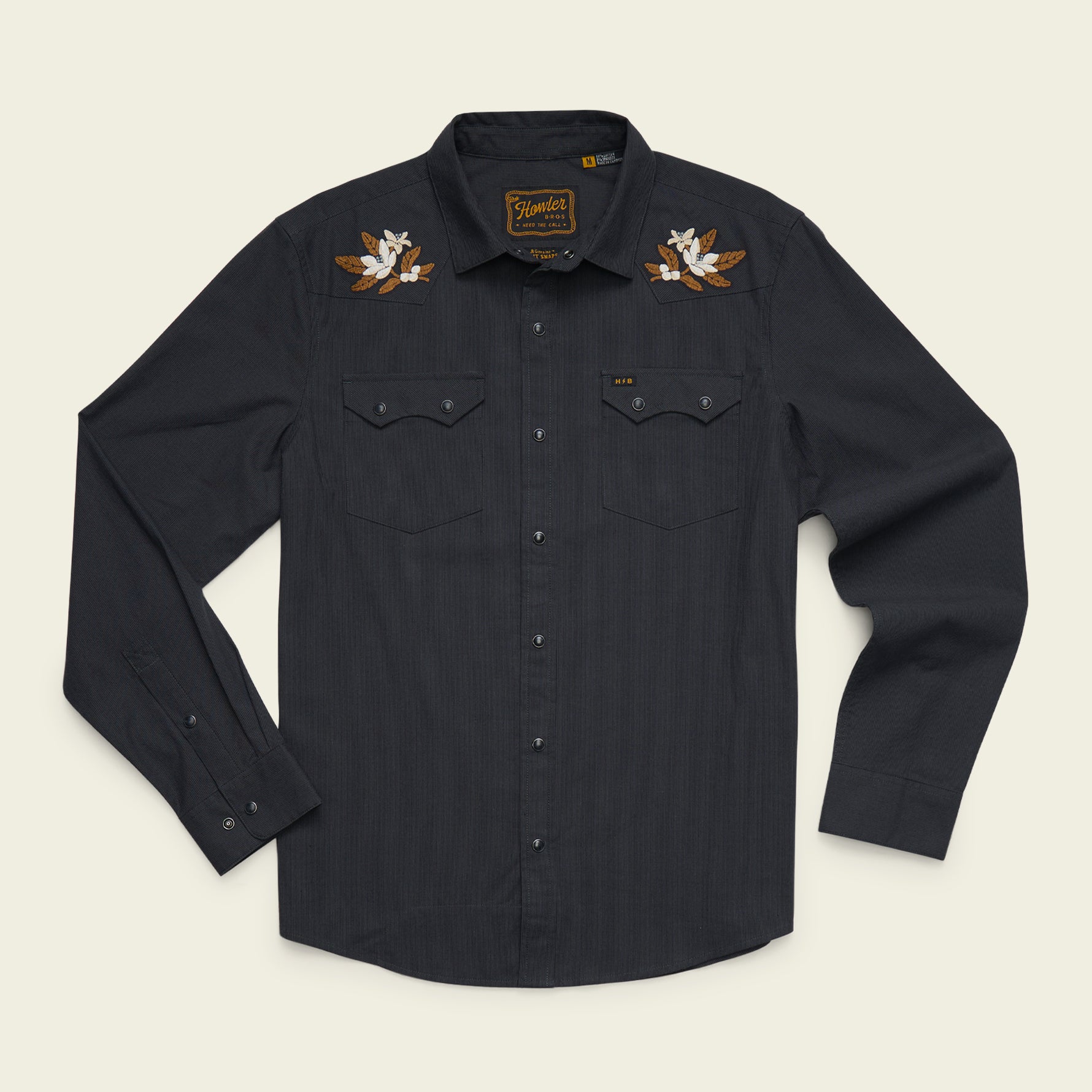 Crosscut Deluxe Snapshirt - Orange Blossoms : Antique Black