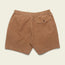 Brown Pressure Drop Cord Shorts crafted from stretch cotton corduroy, featuring an elastic waistband for all day comfort, a back right flap pocket with a button, and a plain back left side, laid flat on a light beige background.