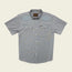 Light gray Crosscut Deluxe Shortsleeve summer shirt with two chest pockets and pearl snap buttons. Features white and blue motif embroidery on the shoulders and a label above the left pocket.