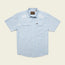 Light blue Crosscut Deluxe Shortsleeve summer shirt with white motif embroidery on the shoulders and two chest pockets with flap closures.