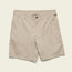 Beige cotton twill shorts with front pockets, belt loops, and a hidden snap pocket, displayed flat on a light background.