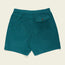 Teal green Pressure Drop Cord Shorts crafted from stretch cotton corduroy, featuring an elastic waistband, a single back pocket with a button closure, and a plain design, displayed flat on a light background for comfortable shorts style.