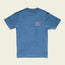 Blue short-sleeve t-shirt with a small, colorful graphic of an orange sun above the word HOWLER on the left chest. Made from resin-washed cotton for a soft, vintage look, it features a relaxed fit and crew neckline.