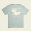 A light blue Howler blended t-shirt crafted from a soft cotton-poly blend, featuring a white graphic on the back of a stylized bird, Howler Bros, Heed The Call, Est. 2010, and Austin Texas, USA in bold text for maximum comfort and style.