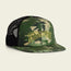 A green camouflage tech hat made from quick drying nylon-poly, with a black mesh back and the word BEWARE in bold yellow letters on the front—perfect for spotting the Swan Valley Monster. Displayed on a light background.