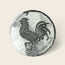 A round silver-colored coin from Cityboy Forge featuring an embossed rooster and the words HEED THE CALL engraved beneath it.