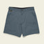 Blue-gray Horizon Hybrid Shorts for men, crafted from durable ripstop fabric with front and side pockets, belt loops, a button and zip closure, and subtle stitching details, laid flat on a light background.