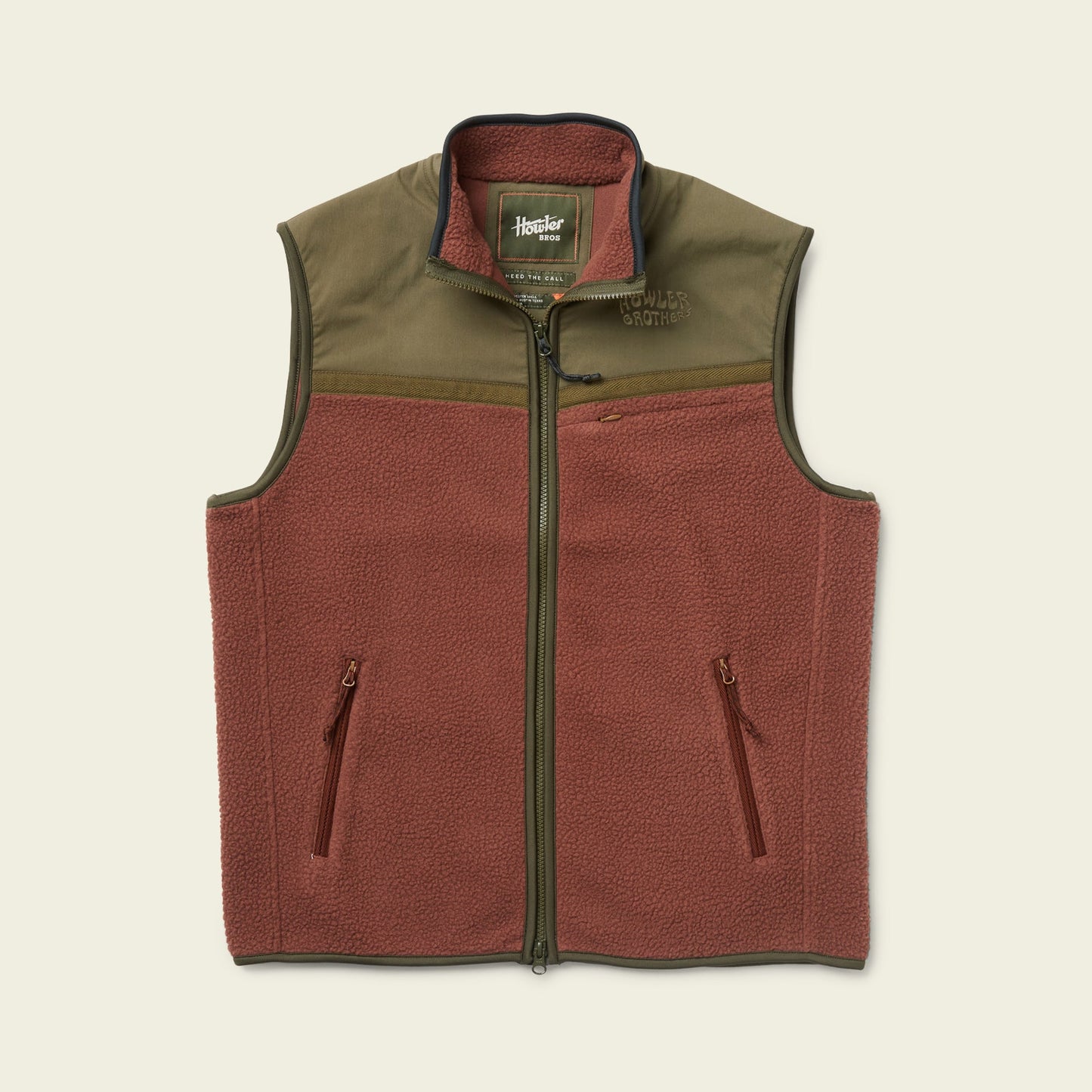 Crozet Fleece Vest - Cherrywood / Olivetree