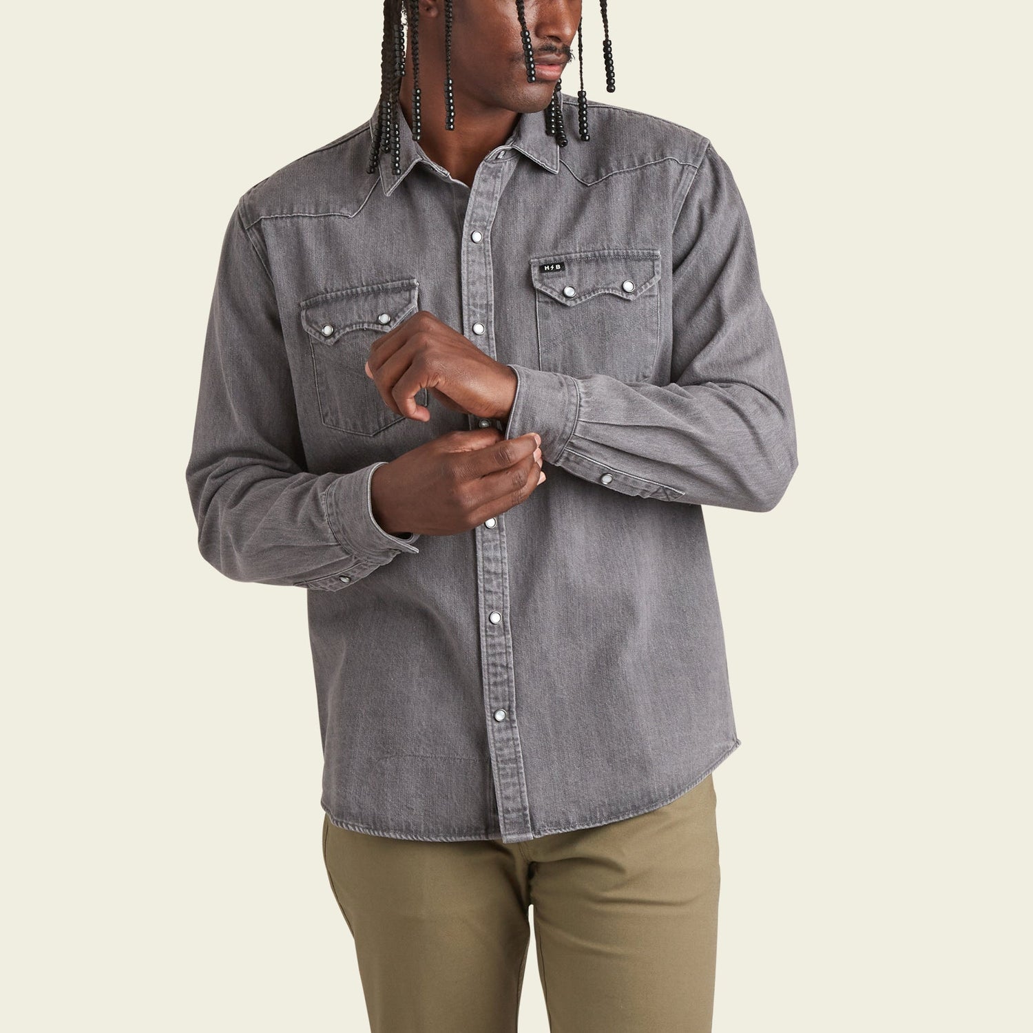 Dust Up Denim Snapshirt - Jovi Grey Wash