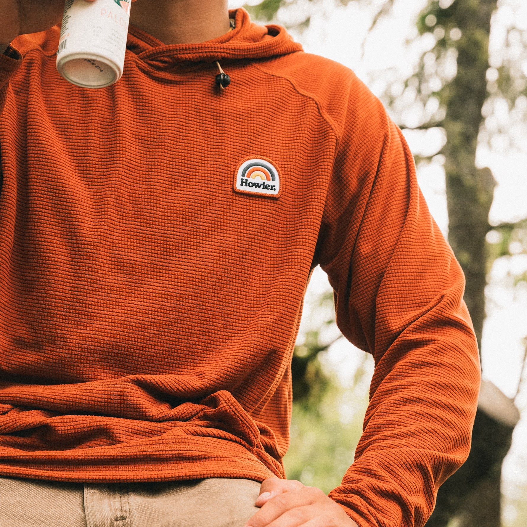 Palo Duro Grid Fleece Hoodie - Cinnamon – HOWLER BROTHERS Palo Duro Grid Fleece Hoodie - Cinnamon – HOWLER BROTHERS