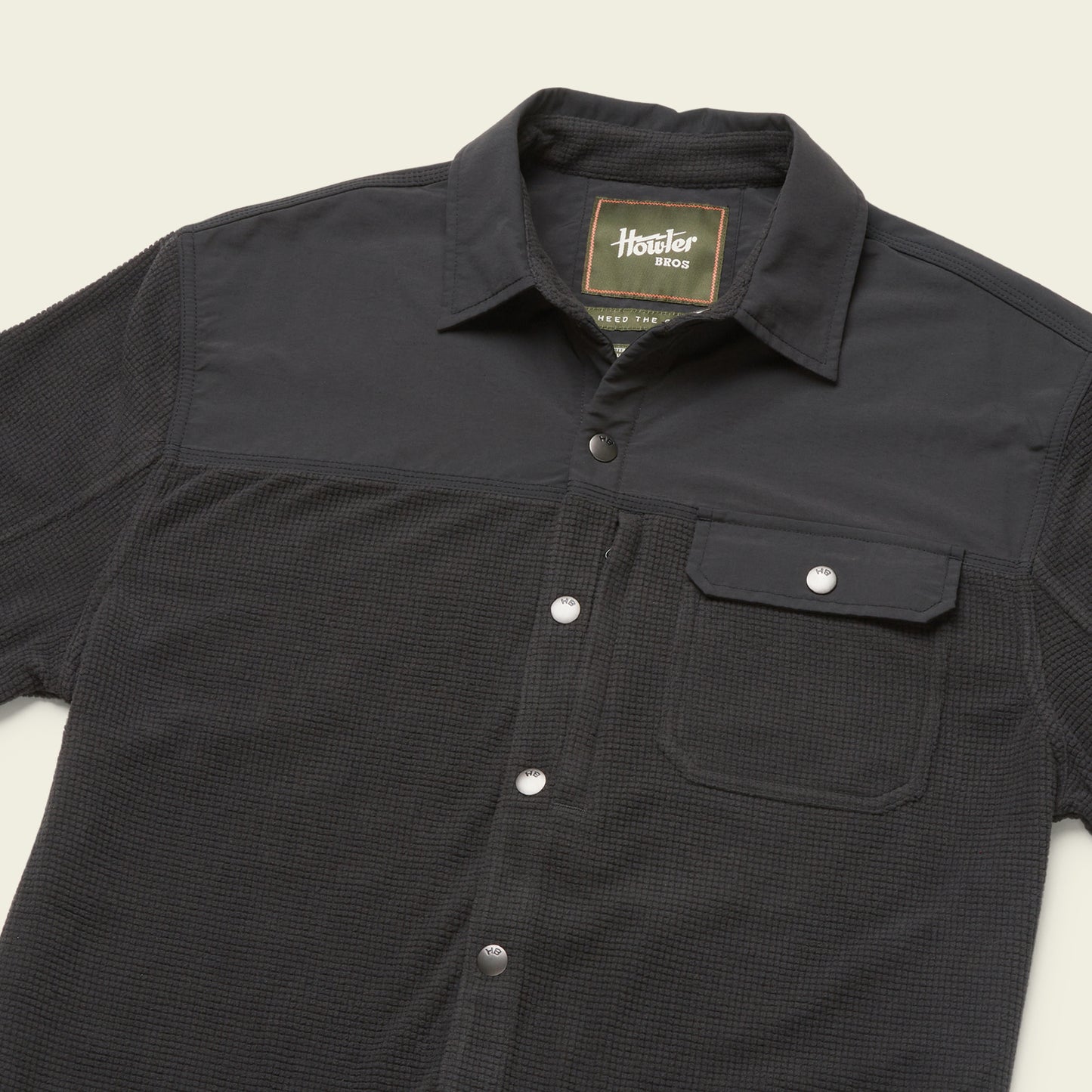 Vapors Grid Fleece Overshirt - Antique Black