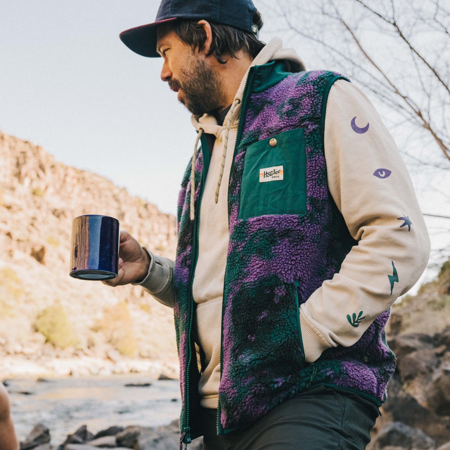 Chisos Fleece Vest - Inkblots : Purple Rain