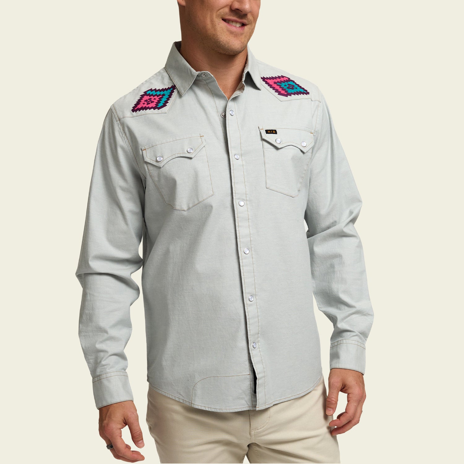 Crosscut Deluxe Snapshirt - Light Wash : Geodes