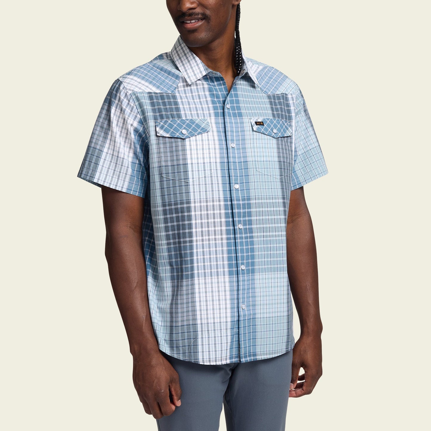 H Bar B Snapshirt - Cottage Plaid : Blues