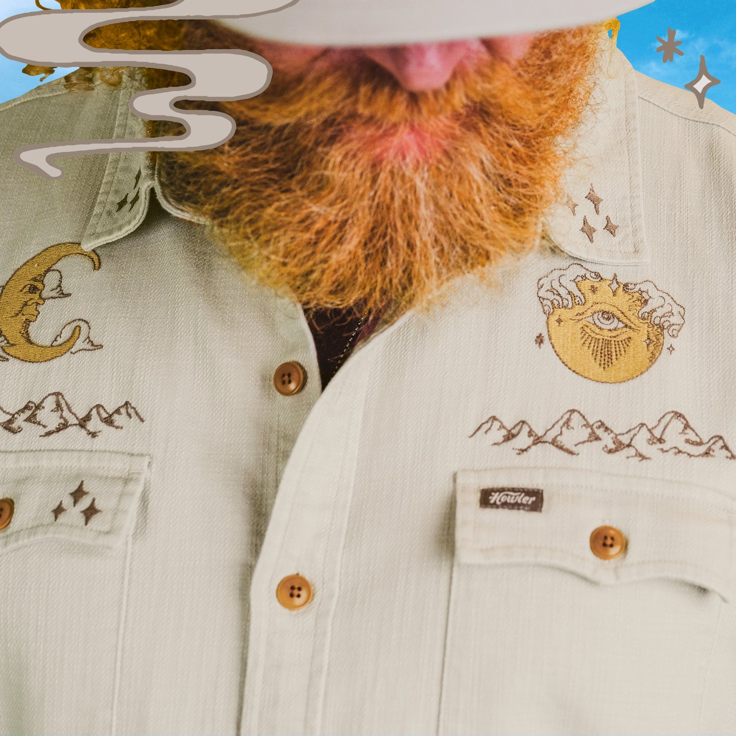 River Wizard Novato Shirt - Omens Overhead : Oatmeal
