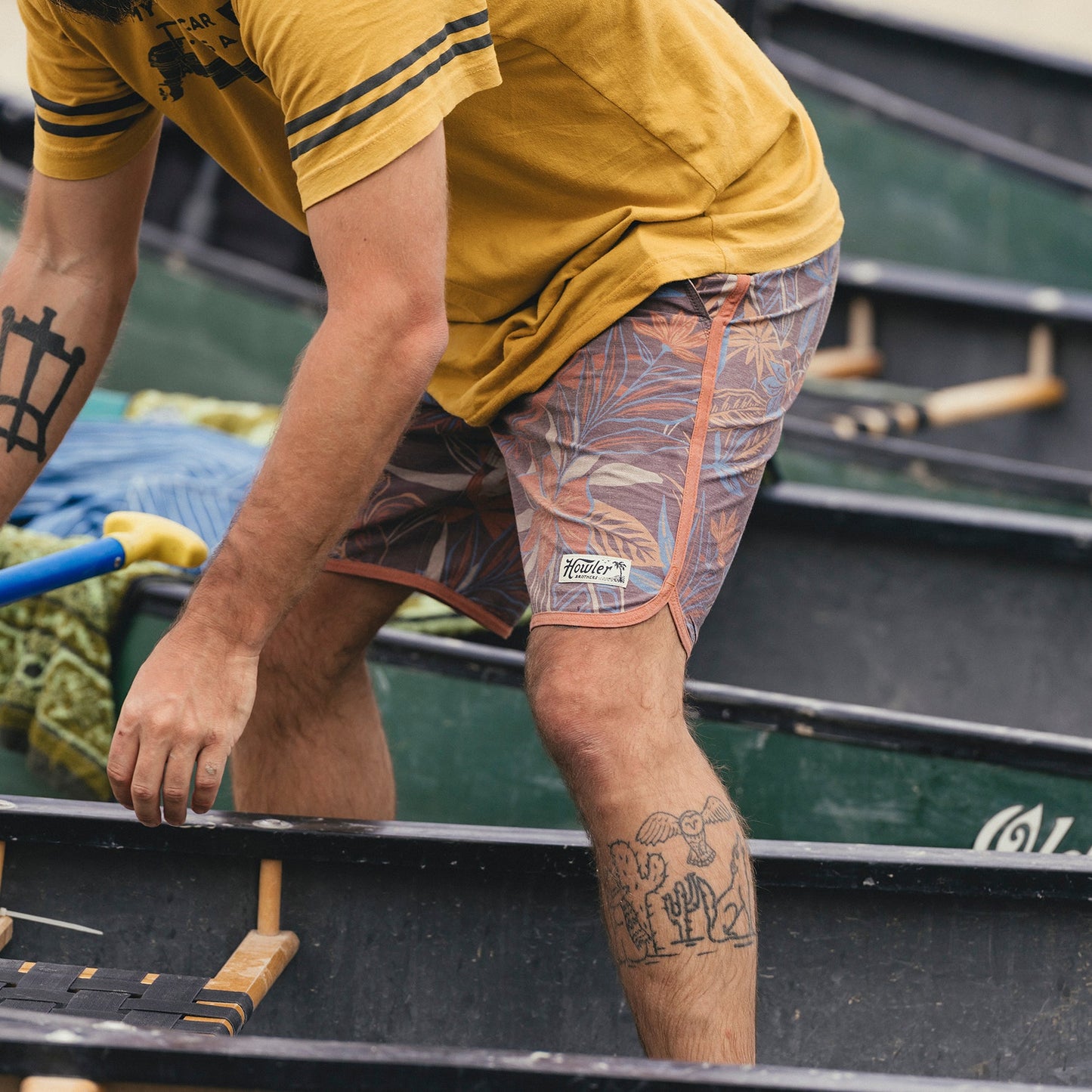 Bruja Boardshorts 18.5" - Sky Island Flora : Brown