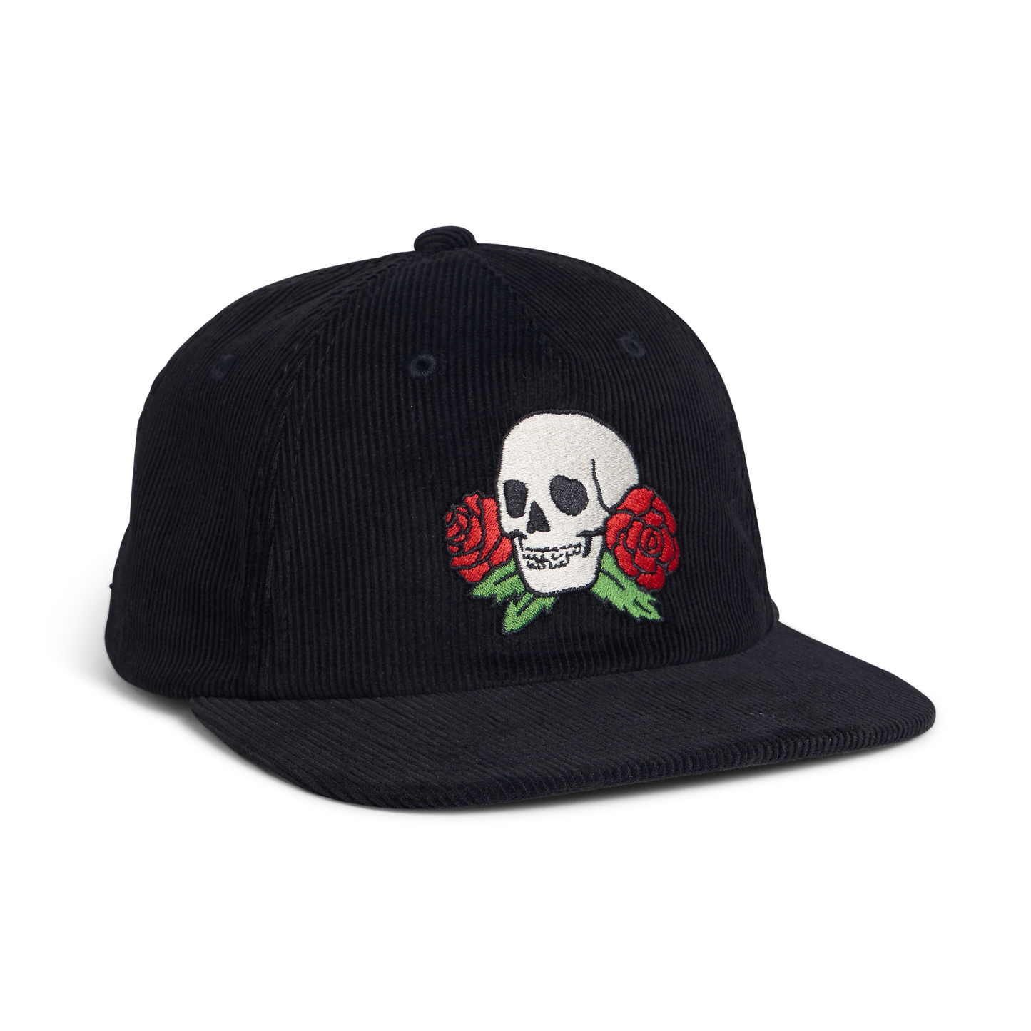 Skulls n’ Begonias Snapback - Antique Black Corduroy