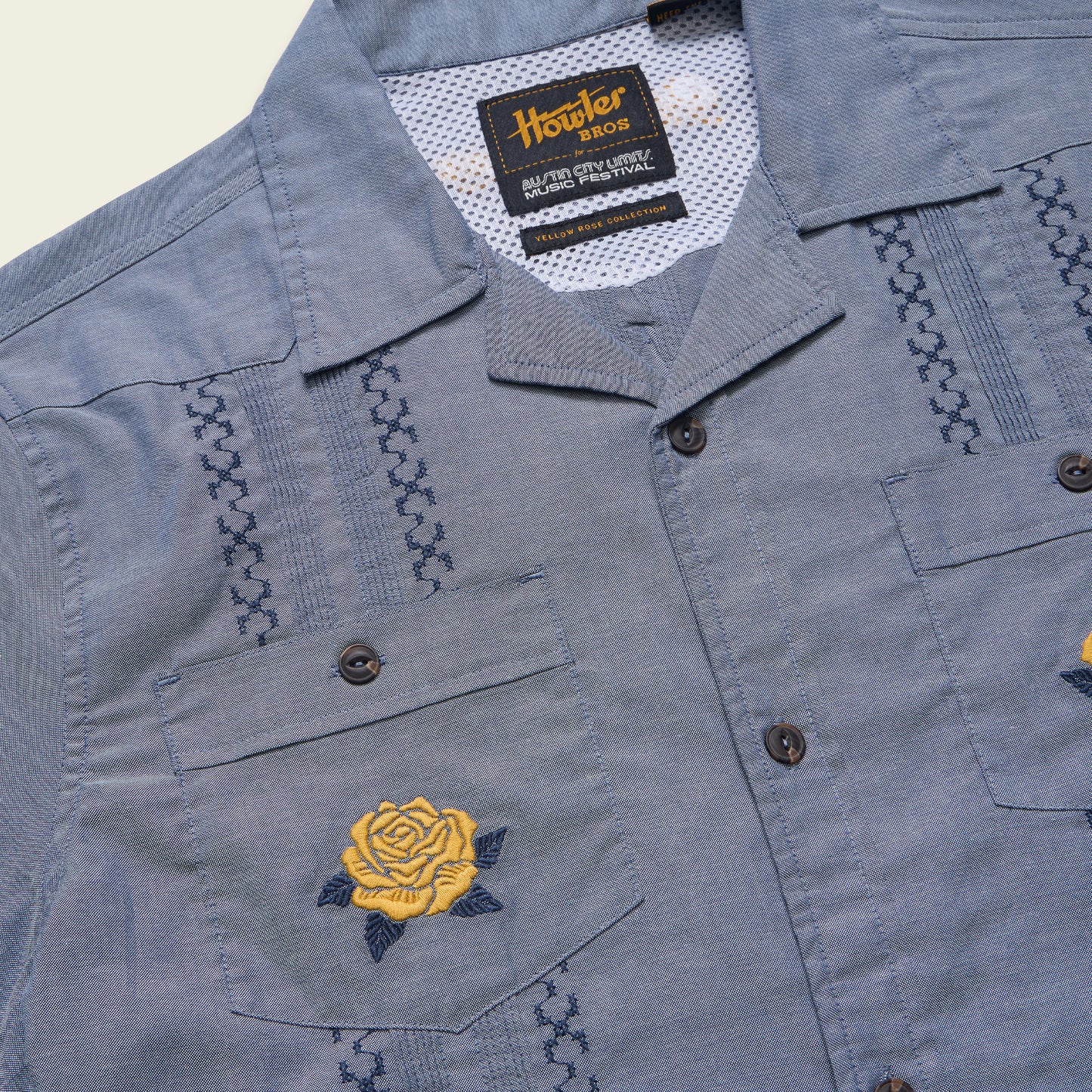 ACL Fest 2025 Guayabera Shirt - Rosas Amarillas : Azul