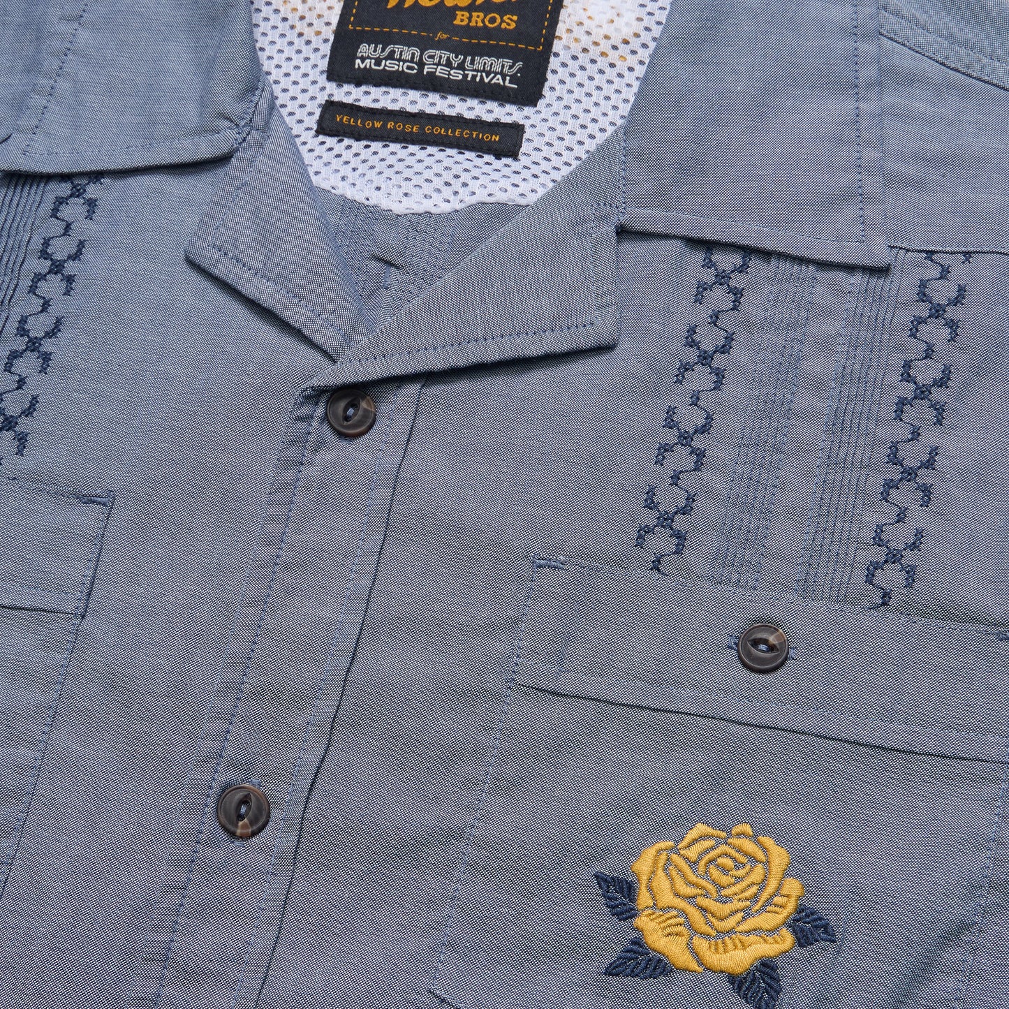 ACL Fest 2025 Guayabera Shirt - Rosas Amarillas : Azul