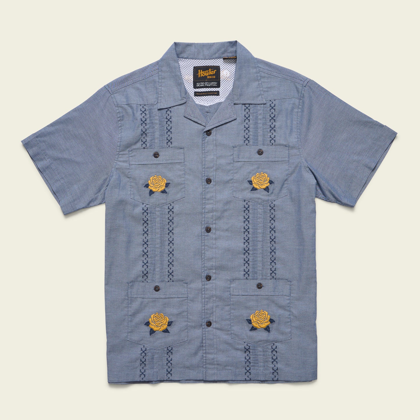 ACL Fest 2025 Guayabera Shirt - Rosas Amarillas : Azul