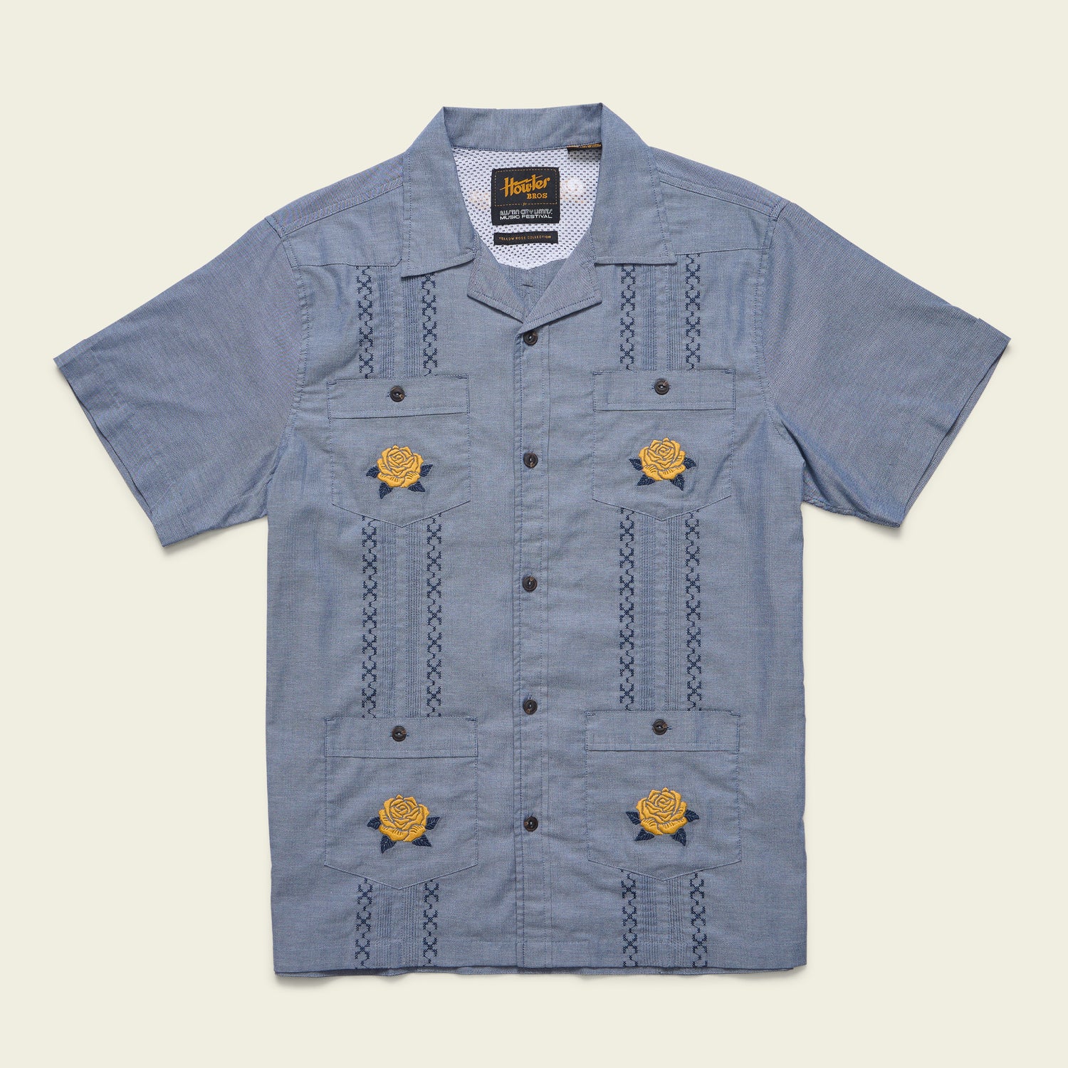 ACL Fest 2025 Guayabera Shirt - Rosas Amarillas : Azul