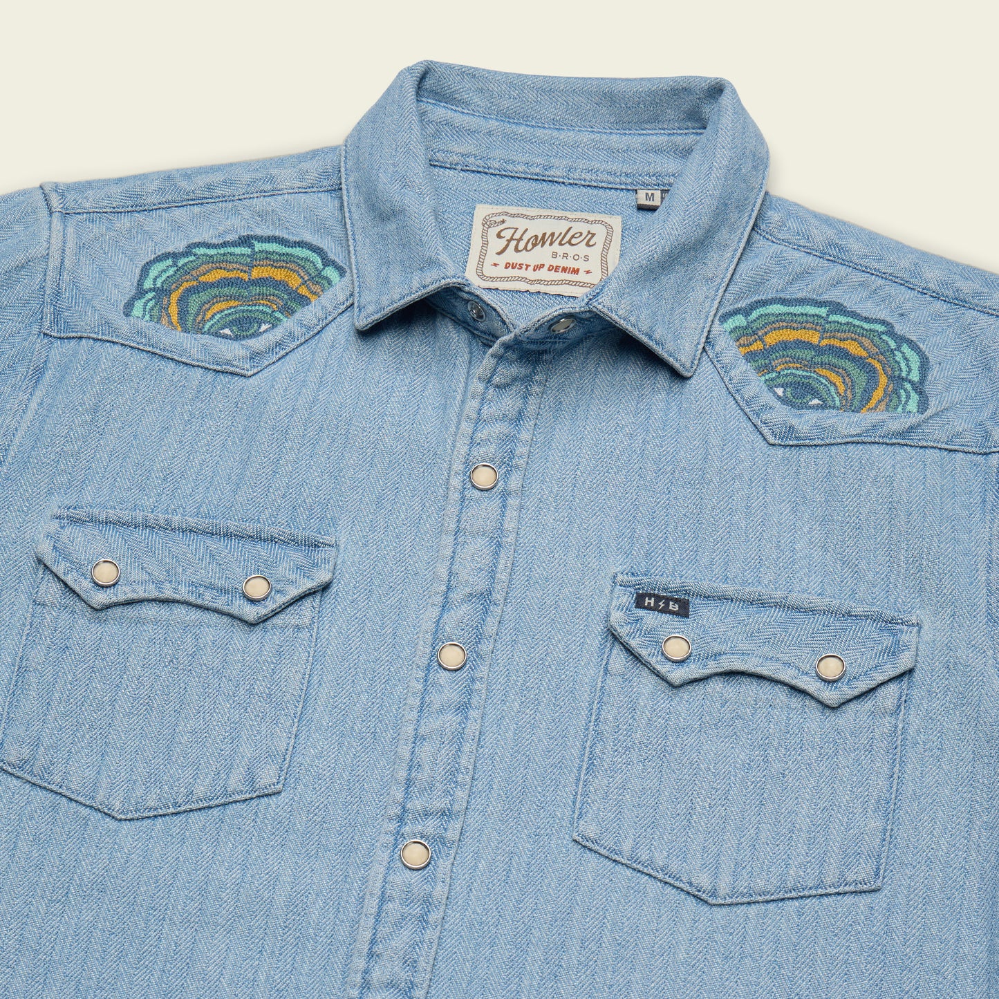 Ft. Lonesome Dust Up Denim Snapshirt - Haggard Herringbone