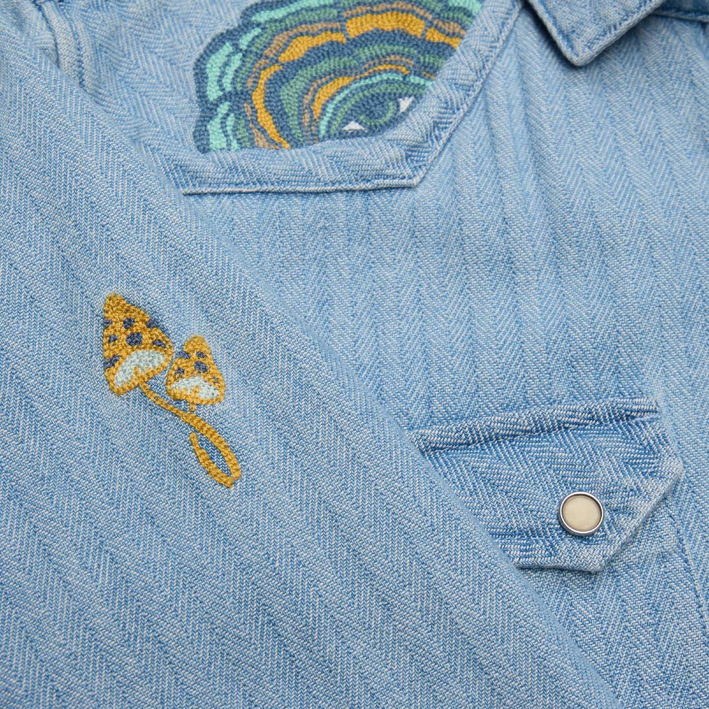 Ft. Lonesome Dust Up Denim Snapshirt - Haggard Herringbone