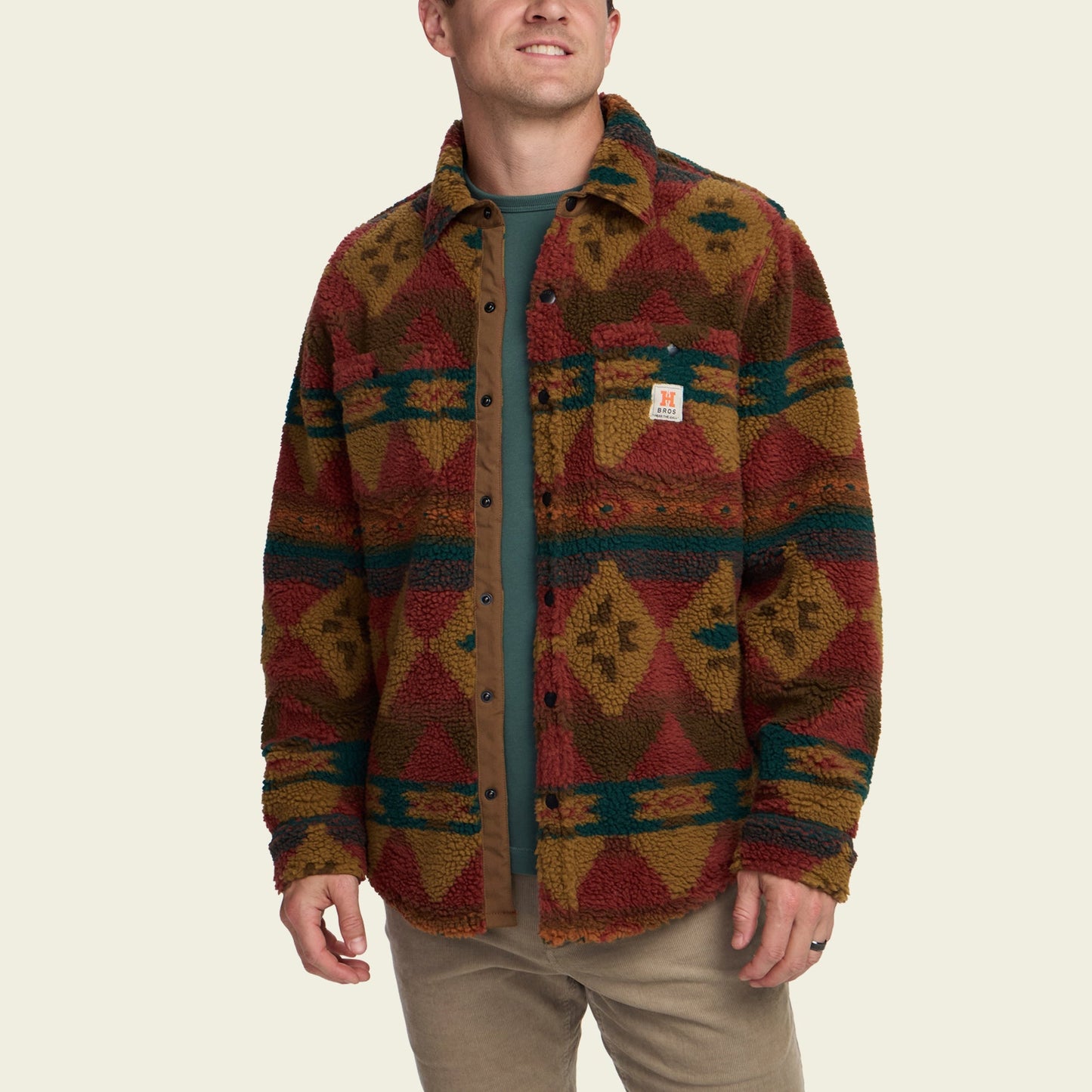 Allegheny Fleece Overshirt - Mitla Motifs : Brick