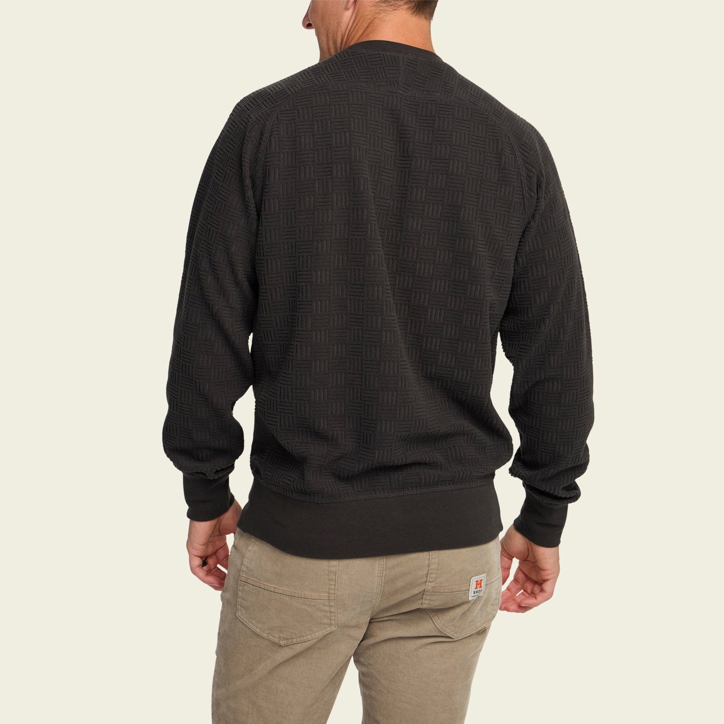 Eleos Fleece Crewneck - Grids : Antique Black