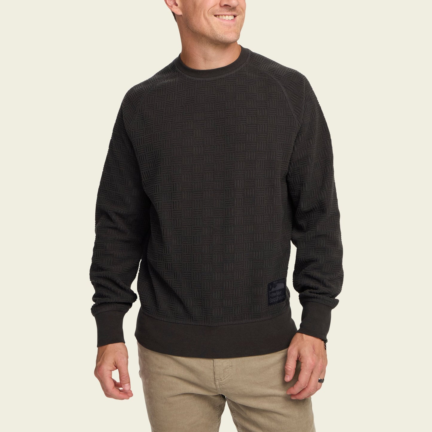 Eleos Fleece Crewneck - Grids : Antique Black