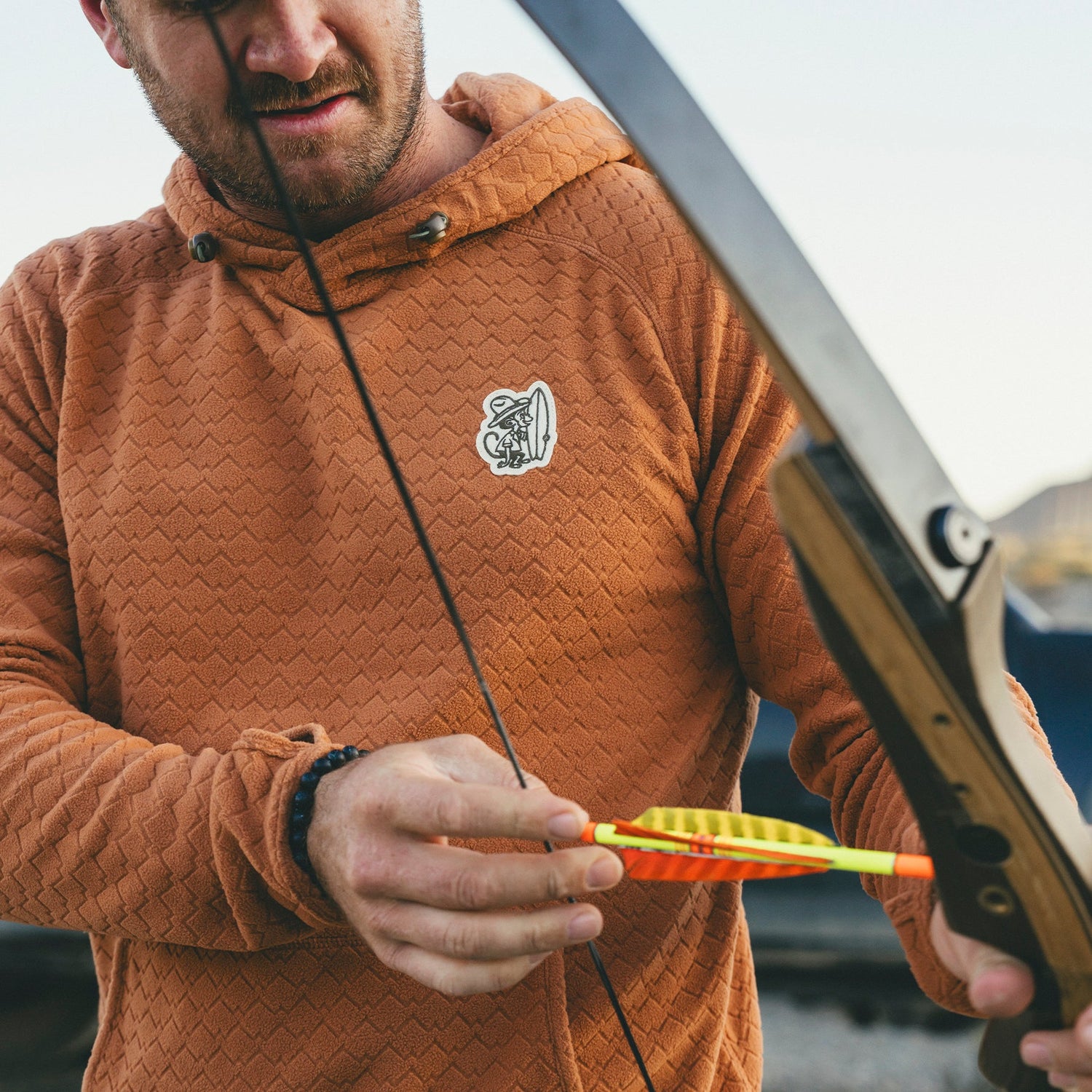 Palo Duro Fleece Hoodie - Mountain Grid : Clay