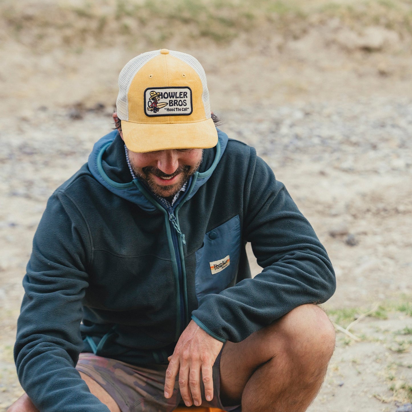 El Monito Surfs Badge Standard Hat - Yellow Corduroy