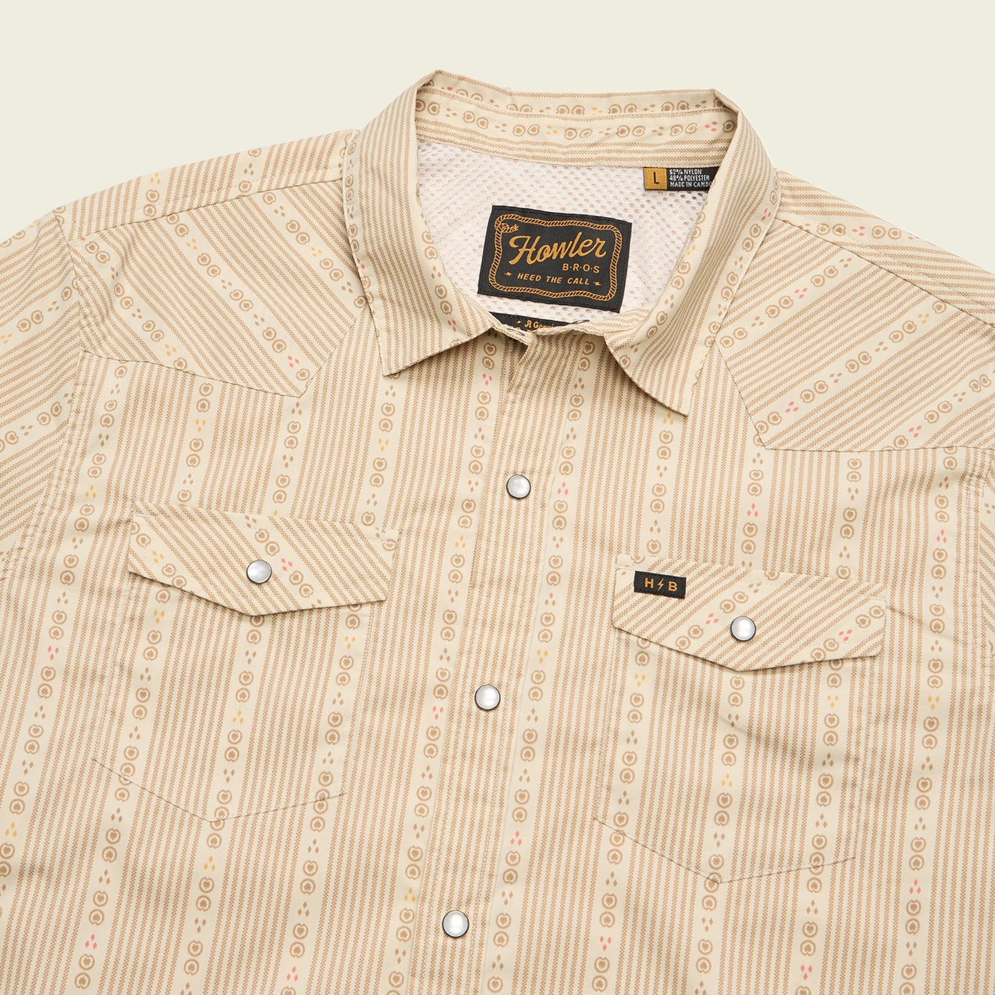 H Bar B Tech Longsleeve - Mosquero Stripe : Brown Rice