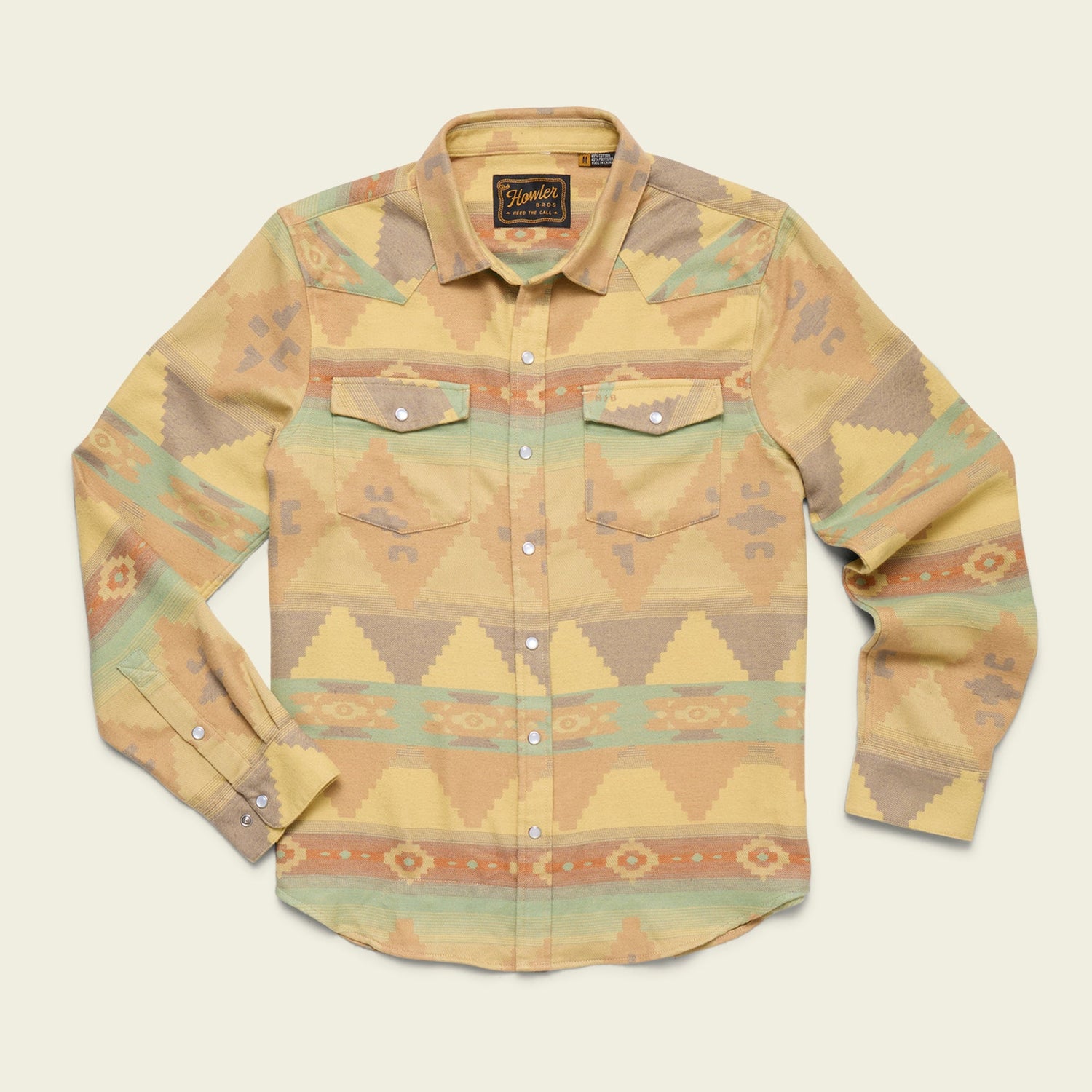 Howler Brothers Men's Sheridan Flannel, Large, Mitla Motifs/Old Gold Howler Brothers Men's Sheridan Flannel, Large, Mitla Motifs/Old Gold