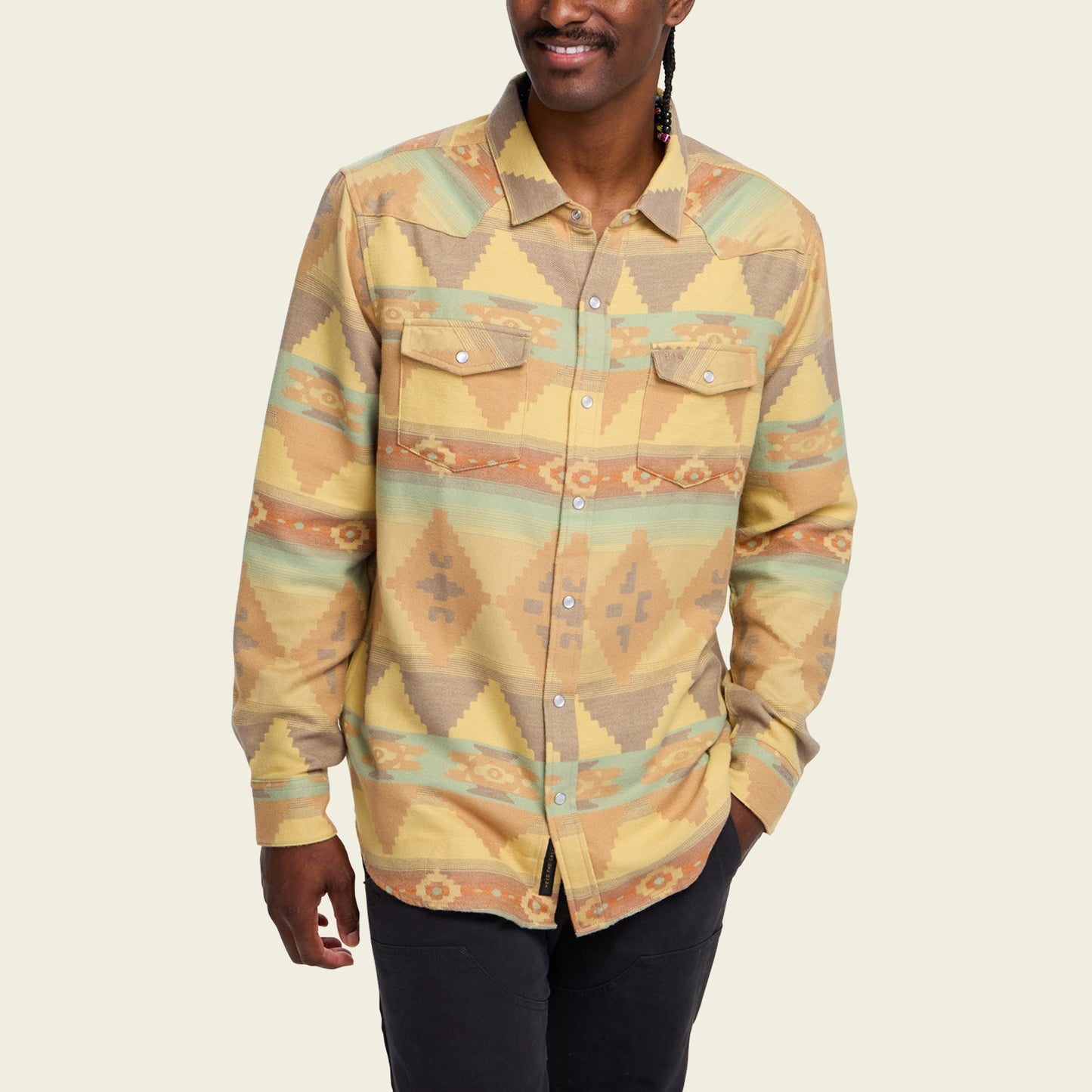 Sheridan Flannel - Mitla Motifs : Old Gold