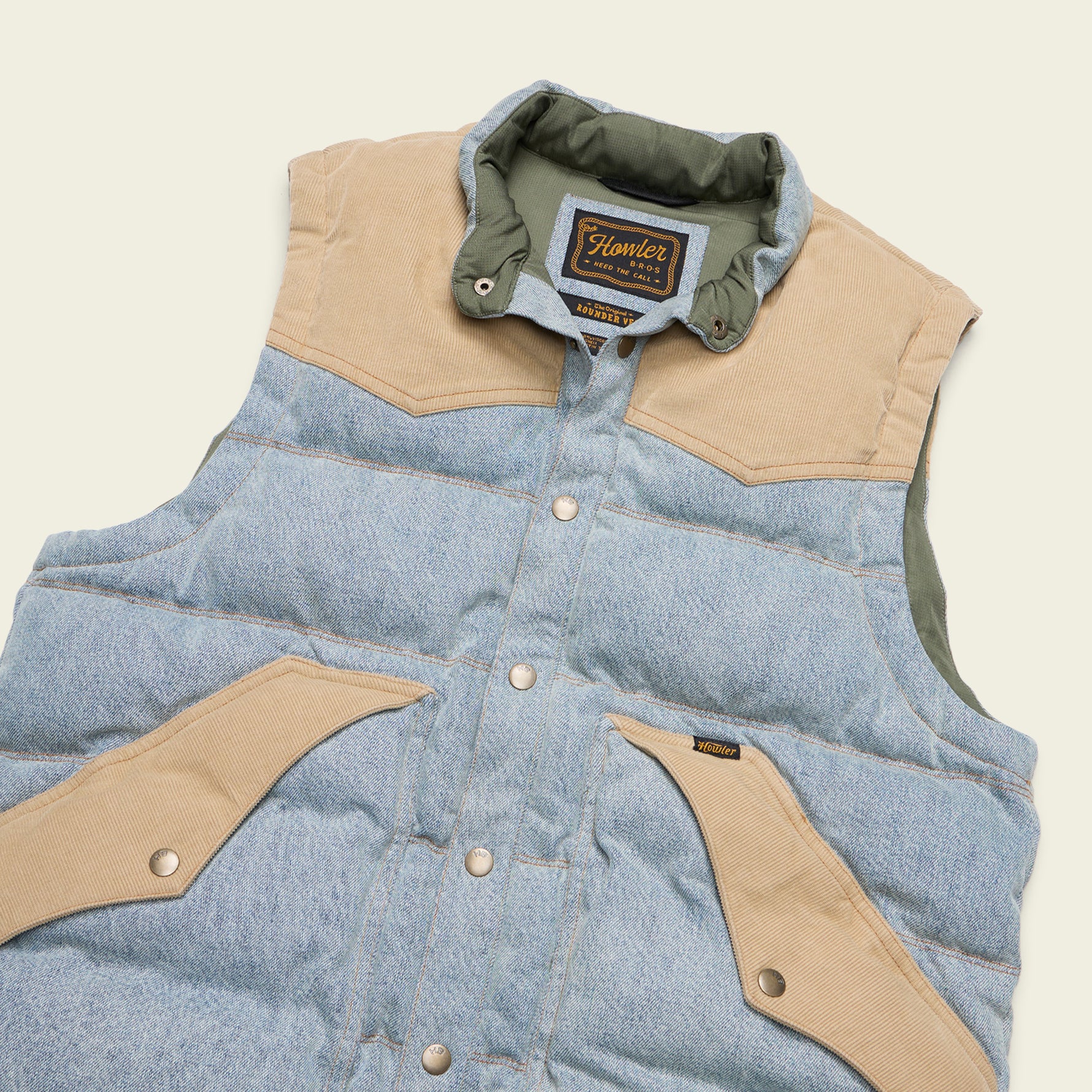 Denim Rounder Vest - Sky Denim / Dirt – HOWLER BROTHERS