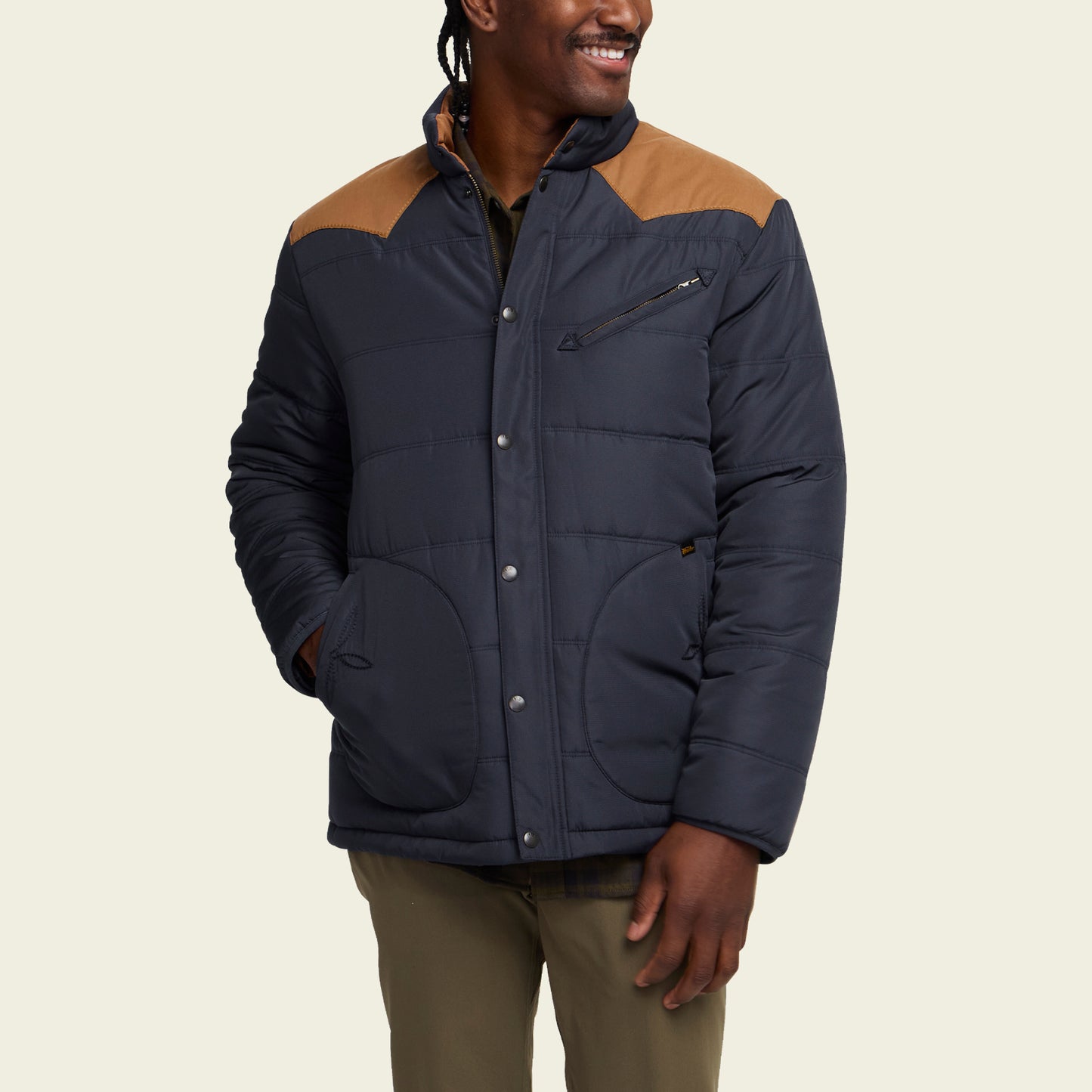 Rounder Quilted Jacket - Blue Dark / Duck Brown