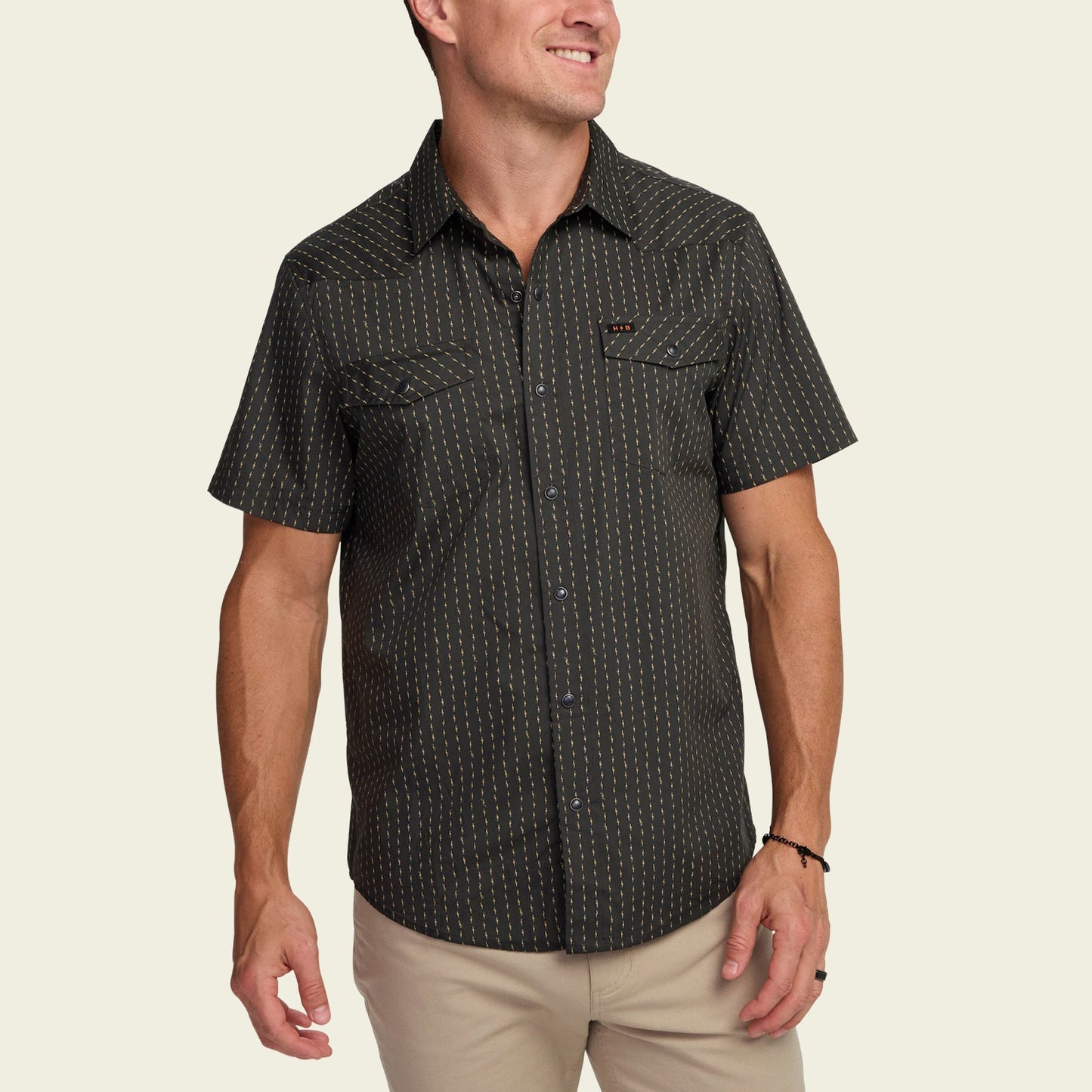 H Bar B Snapshirt - Power Lines : Antique Black