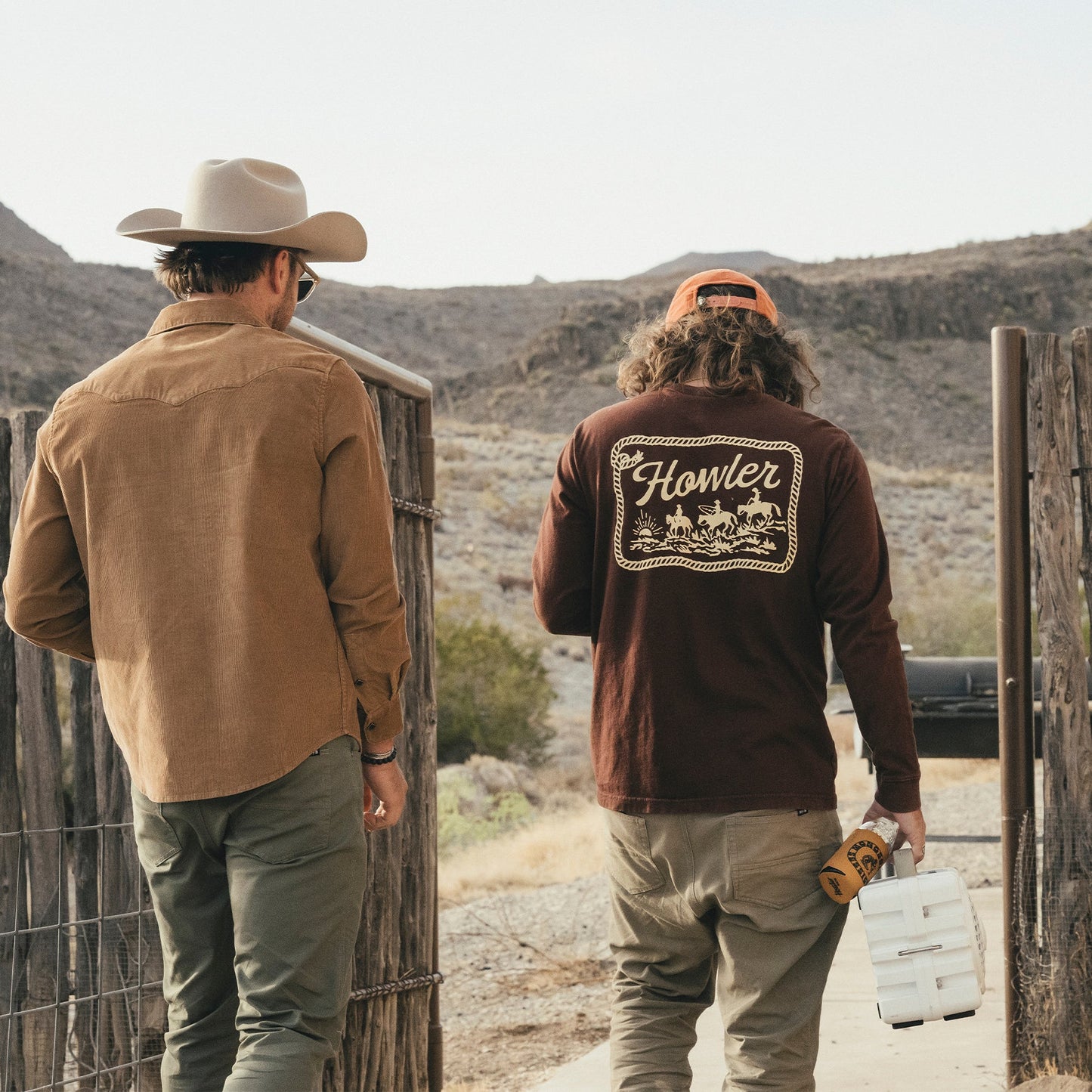 Howler Posse Longsleeve Cotton T-Shirt - Mahogany