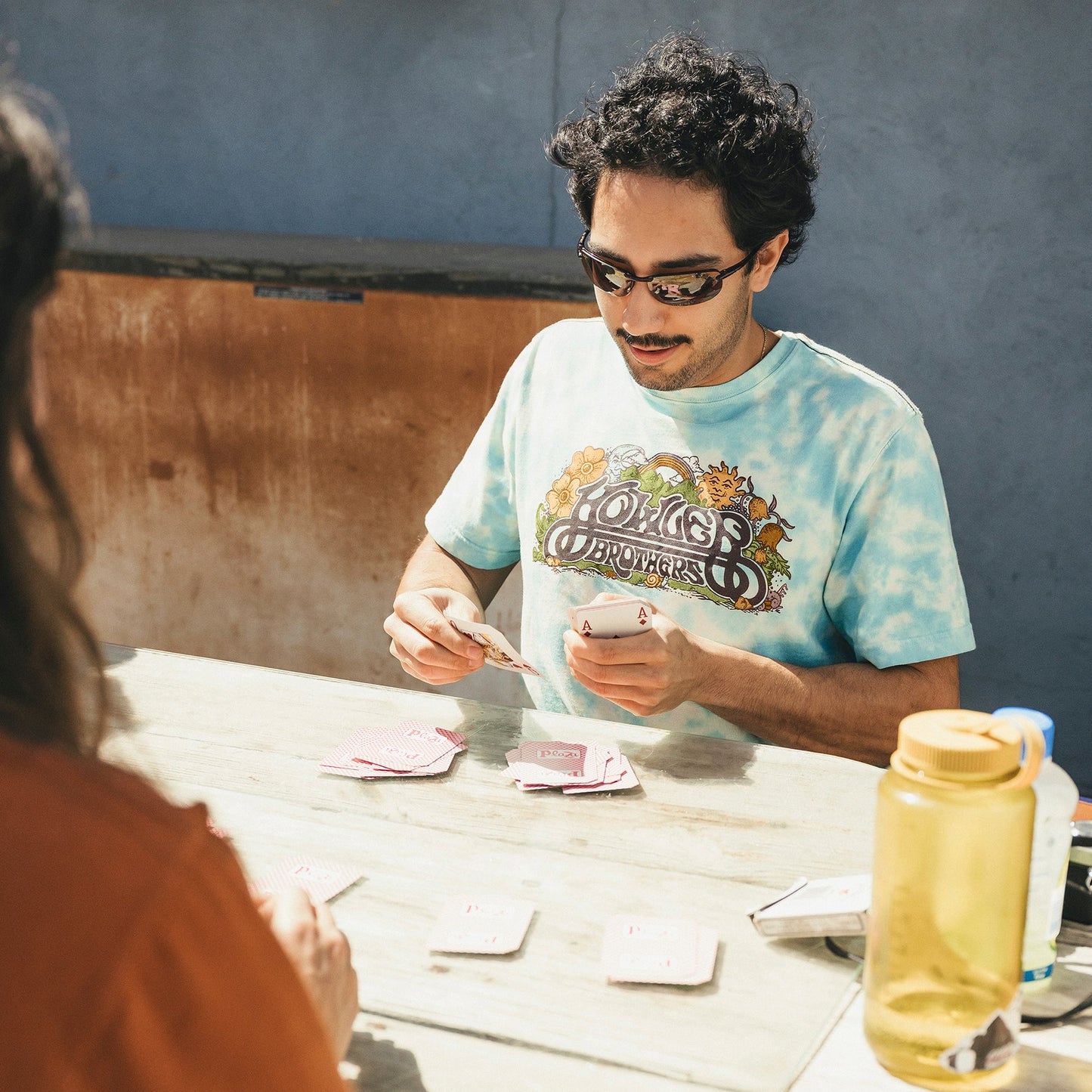 Verdant Valley Cotton T-Shirt - Sky Dye